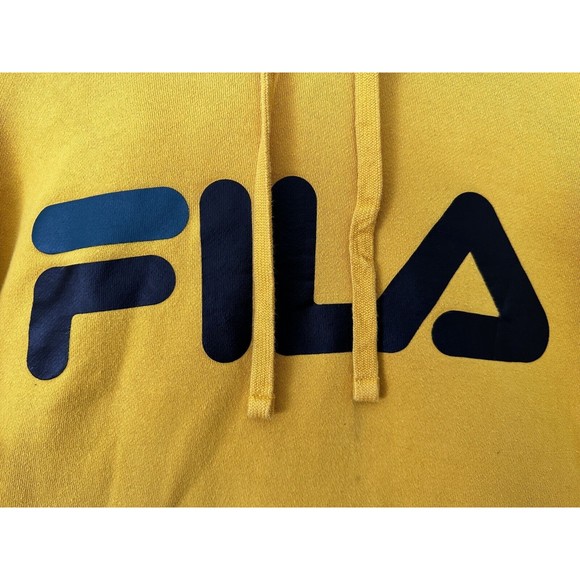 Fila Sweatshirt Men's Large Yellow Hoodie Sweater Pullover Logo * Authentic - Picture 2 of 6